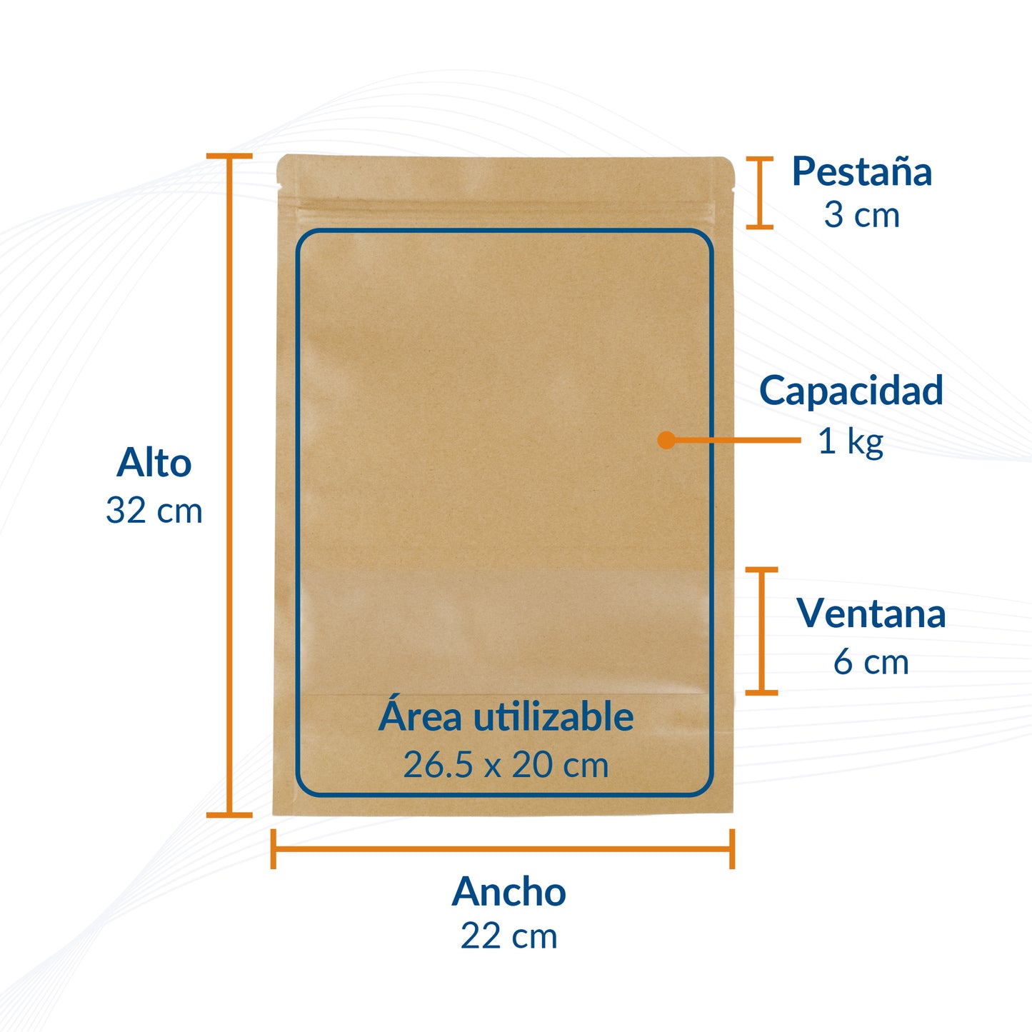 Bolsa Stand Up Pouch Kraft con Zipper y Ventana