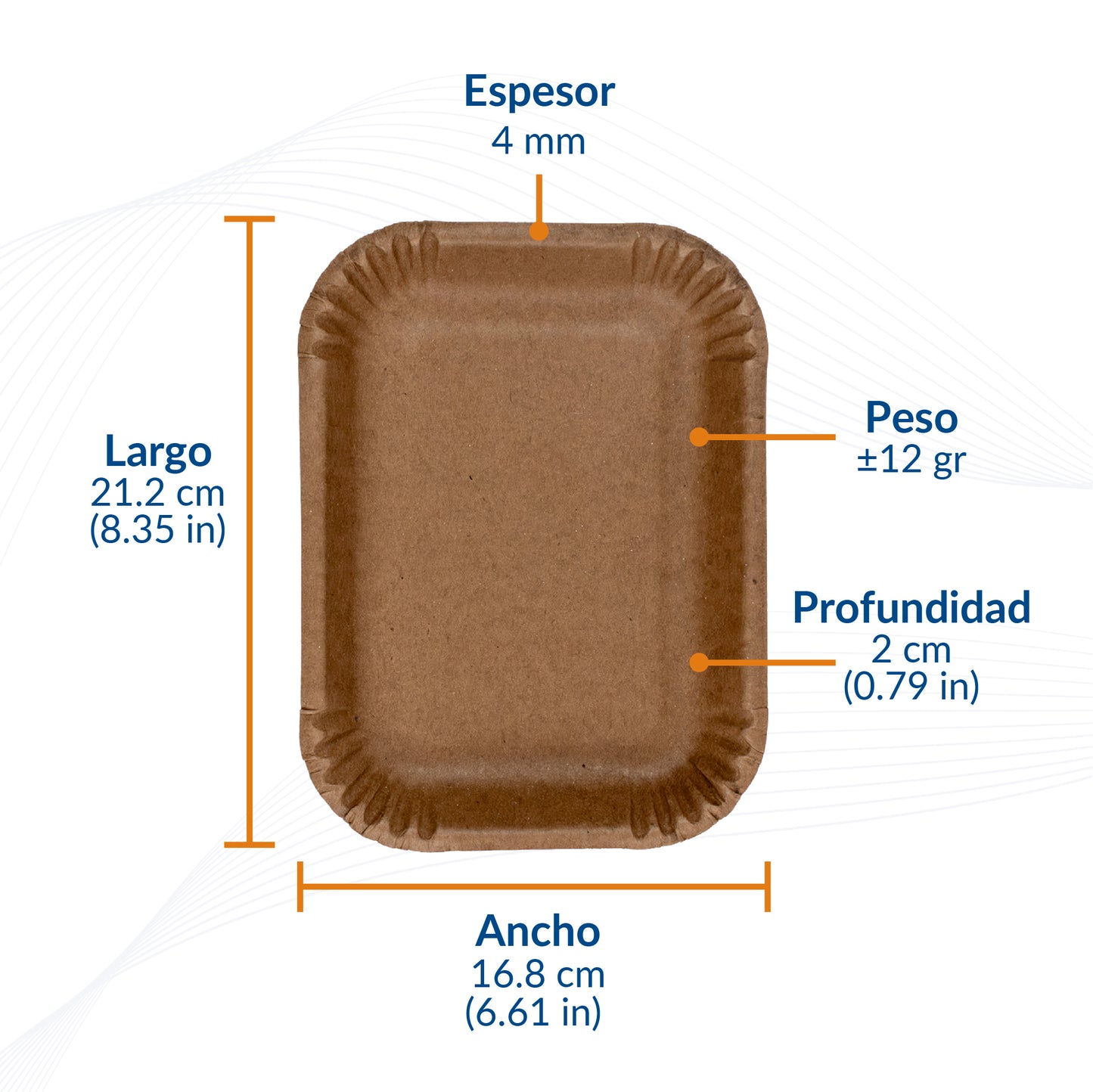 Charola 855 ecológica biodegradable de papel para alimentos