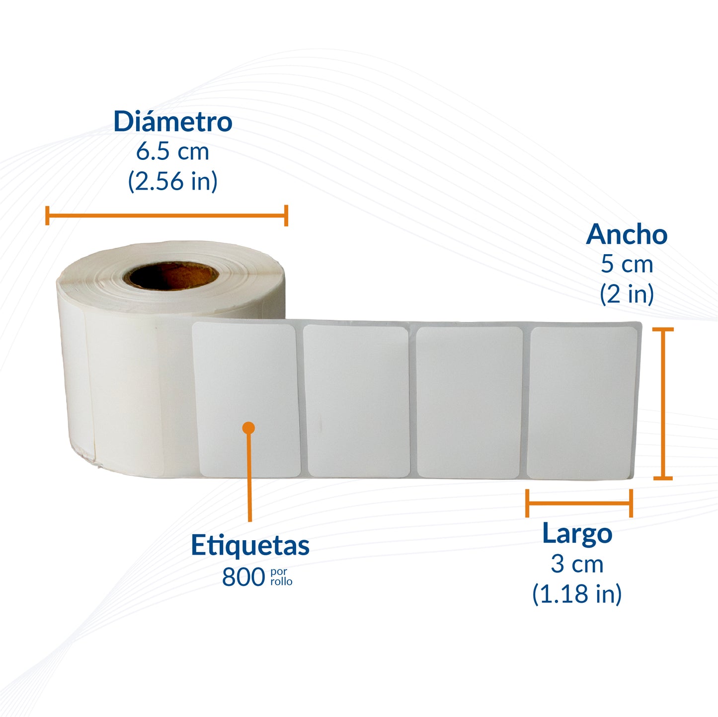 Etiqueta térmica de 5 x 3 cm (rollo con 800 etiquetas)