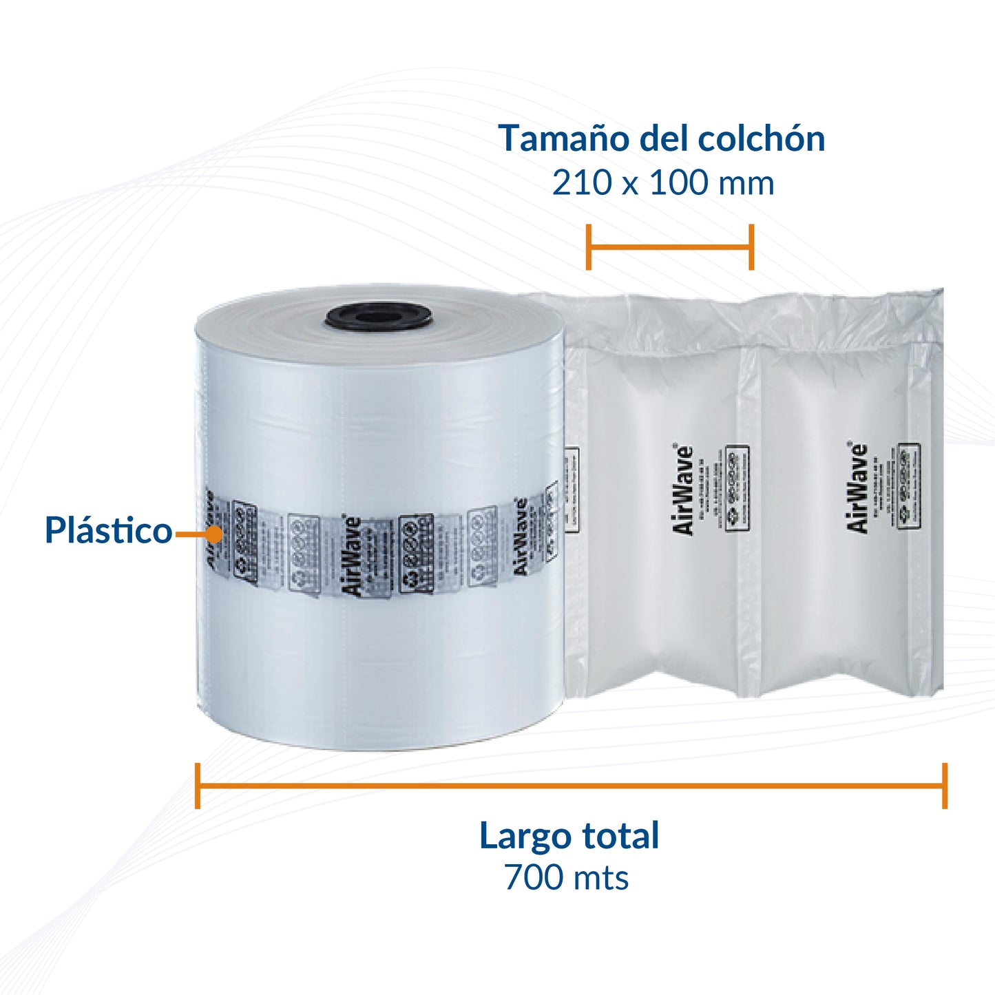 Almohadillas de aire Filler estándar 210X100 mm con 700 m de largo