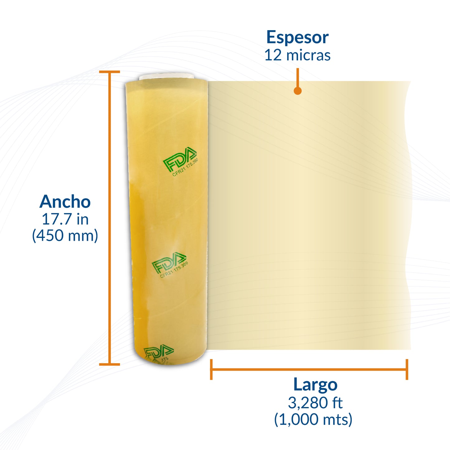 Película de PVC 45 cm 12 micras 1000m