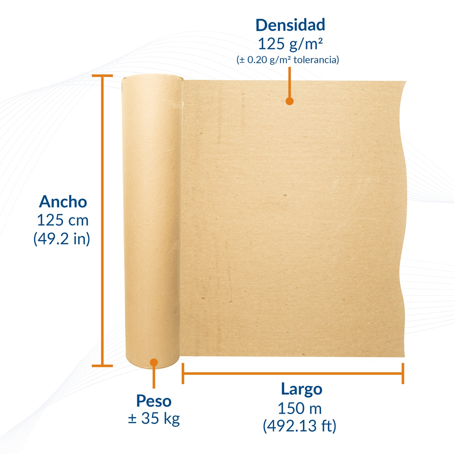 Rollo de Papel Kraft Natural 125 g/m² | Packsys