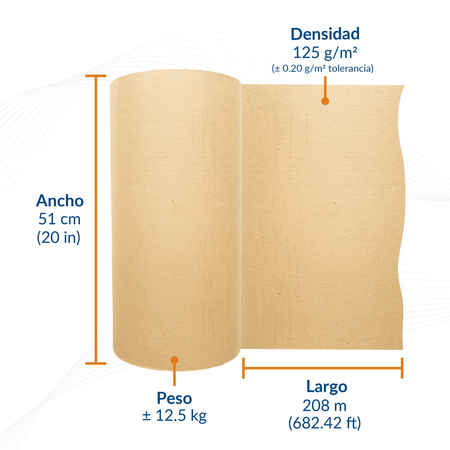 Rollo de Papel Kraft Natural 125 g/m² | Packsys