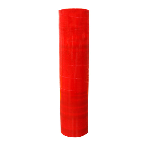 Rollo de película stretch manual color rojo, en posición vertical.