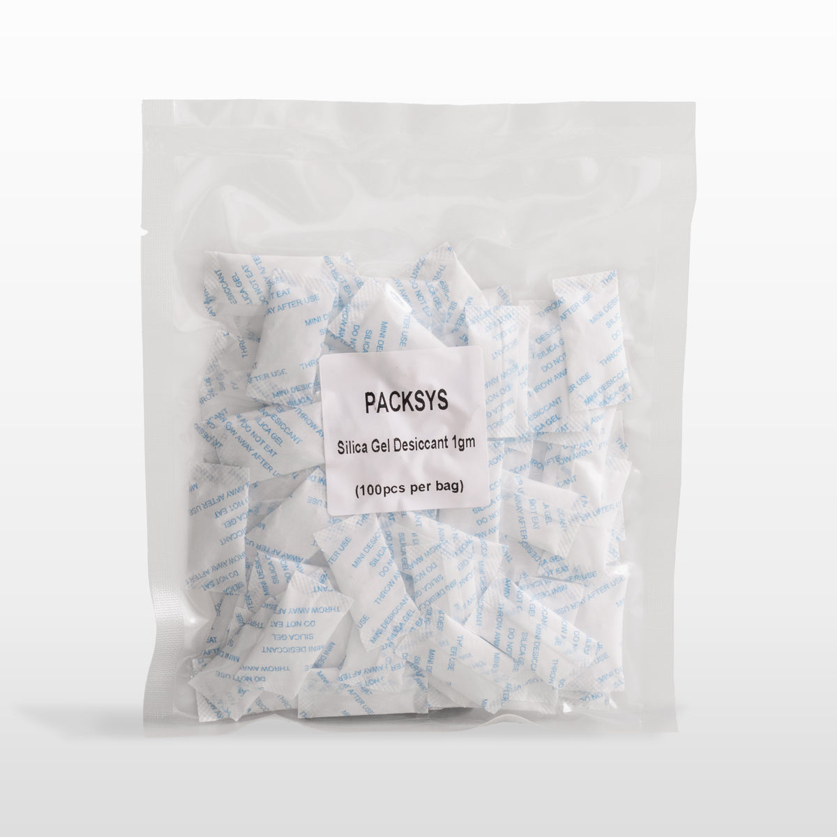 Bolsa Packsys con sobres de silica gel de 1 gramo.