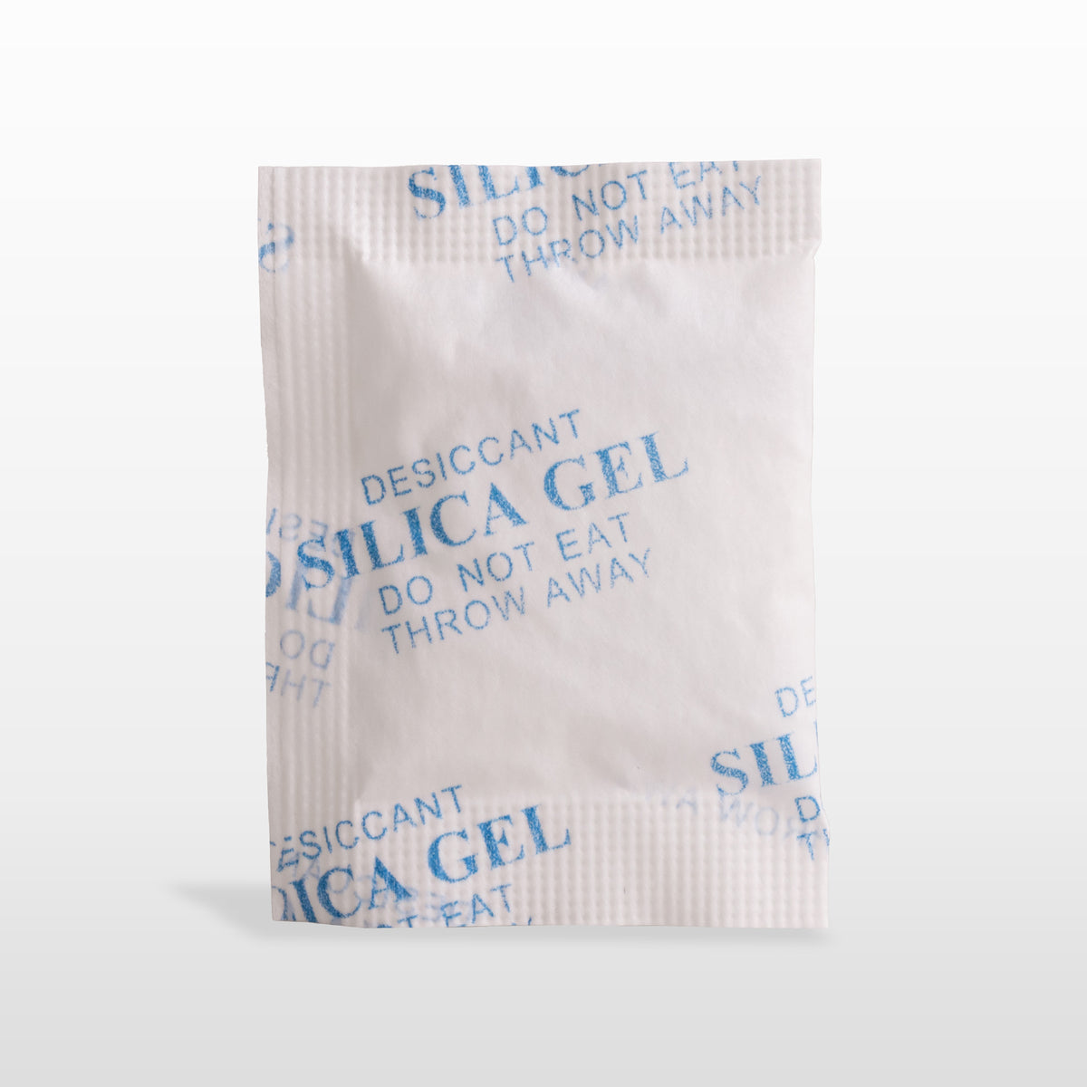 Sobre blanco de silica gel de 5 gramos visto de frente.
