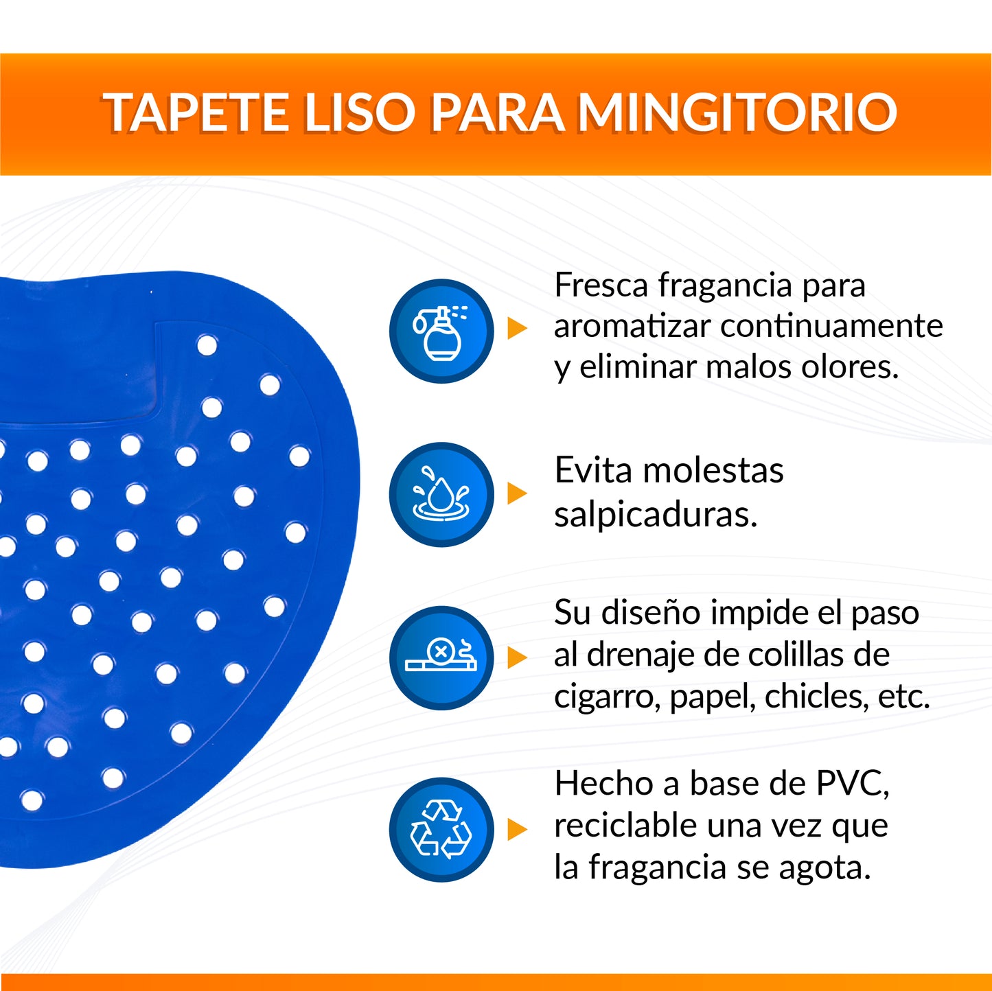 Tapete Liso Antisalpicaduras para Mingitorio 12pz