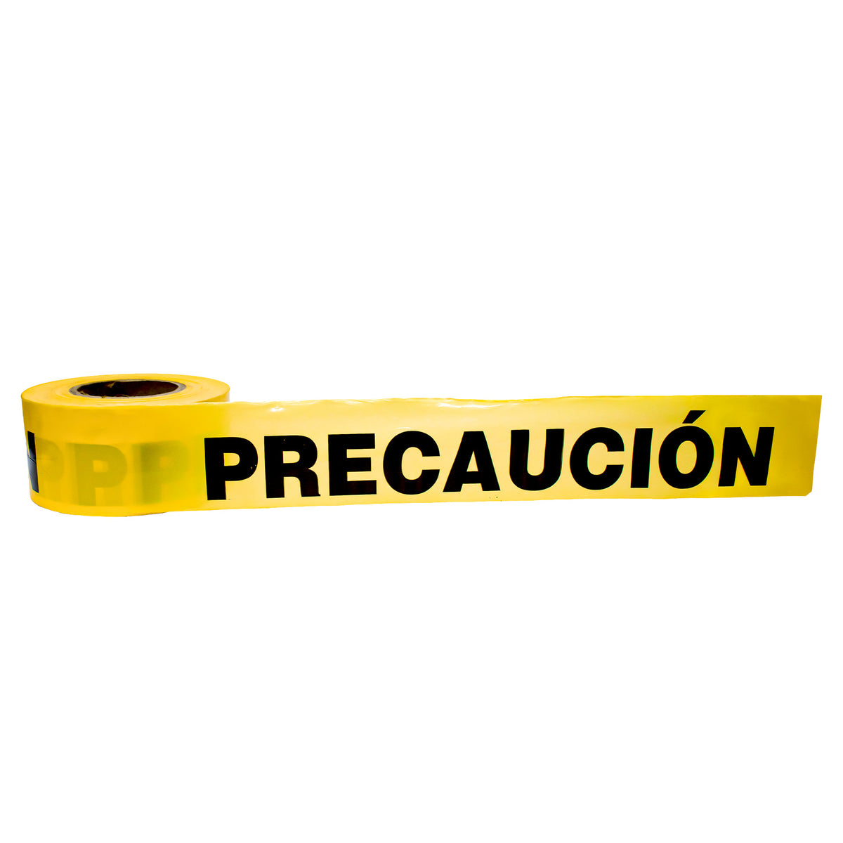 Cinta amarilla extendida con la leyenda PRECAUCIÓN en letras negras.