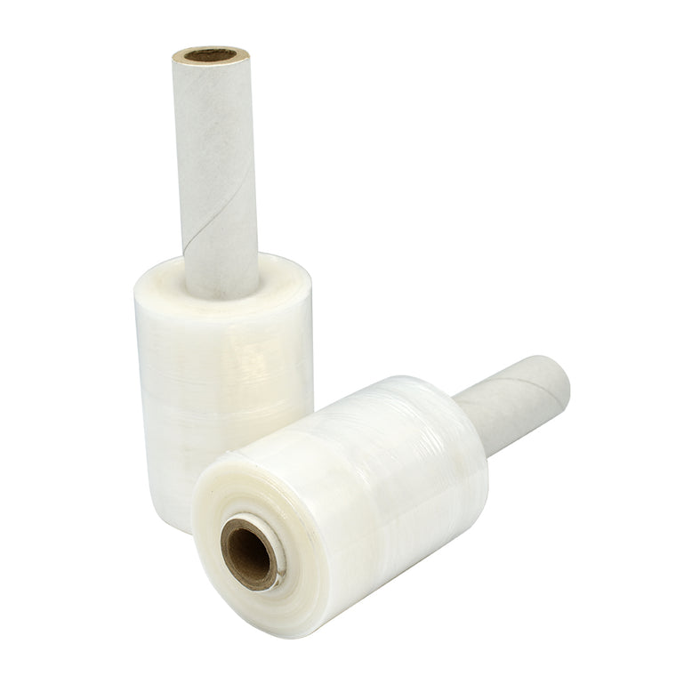 Dos mini rollos de película stretch transparente con aplicador.