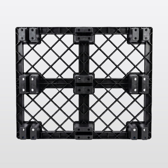 Vista inferior de la tarima Packsys mostrando las 9 columnas de apoyo distribuidas en configuración 3x3