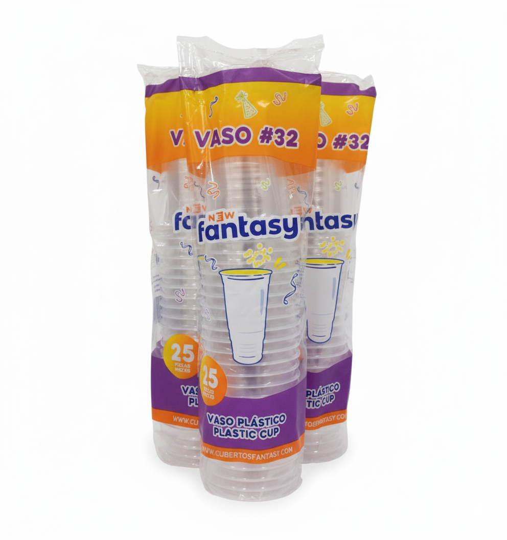 Vaso Fantasy Desechable Transparente #32 – 500 piezas