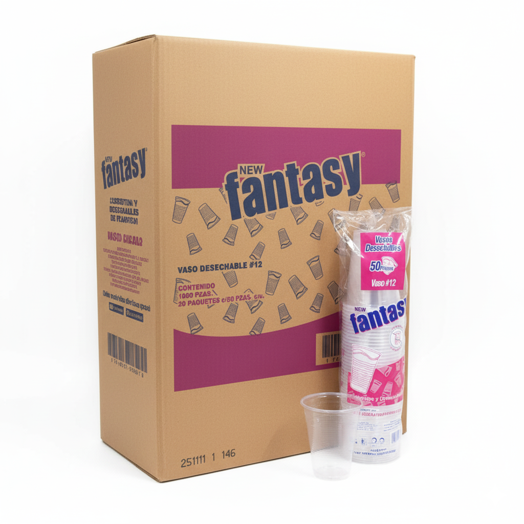 Vaso Fantasy Desechable Transparente #12 – Caja con 1000 piezas