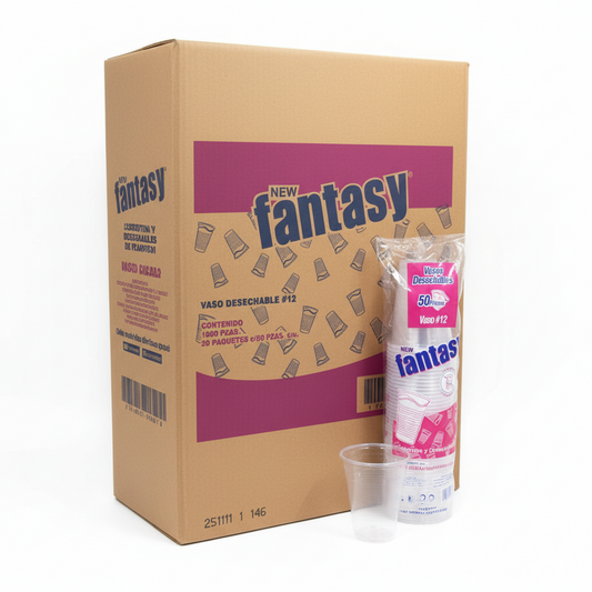 Vaso Fantasy Desechable Transparente #12 – Caja con 1000 piezas