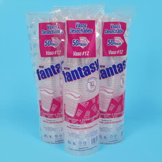 Vaso Fantasy Desechable Transparente #12 – Caja con 1000 piezas