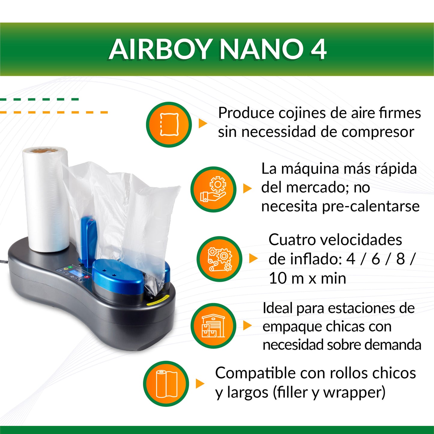Kit Máquina Infladora de Cojines AirBoy Nano 4