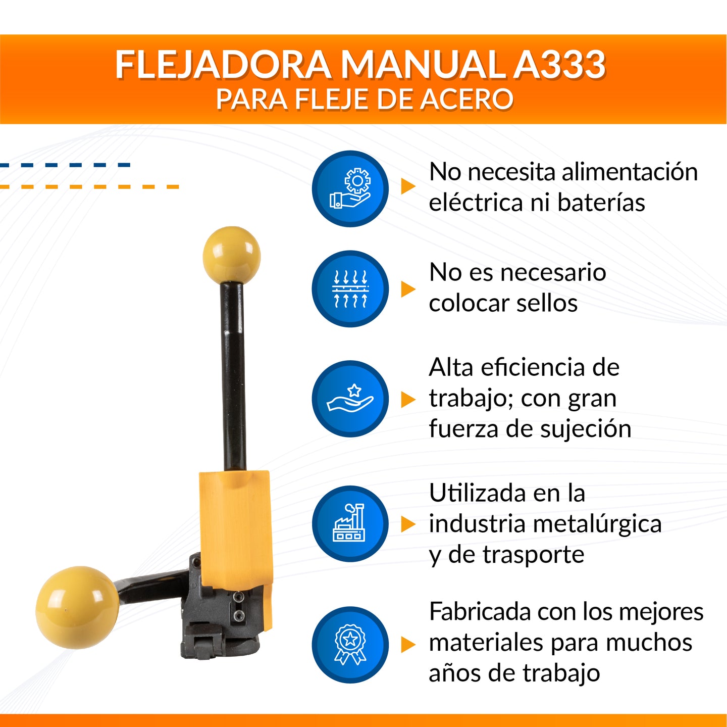 Flejadora manual para fleje de acero A333 – Packsys