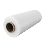 Rollo de película stretch automática de alto rendimiento acostado, con el núcleo visible.